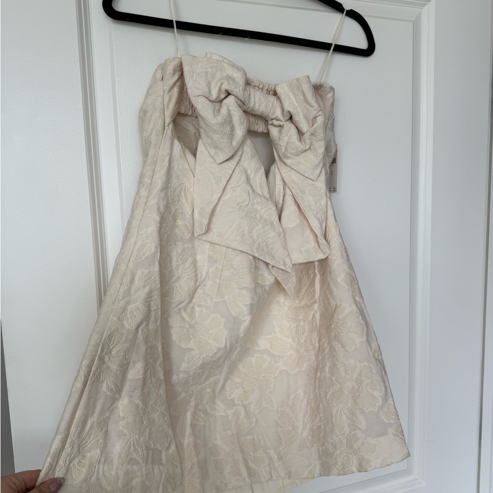 Anthropolgie Cream Floral Dress with Bow Detail